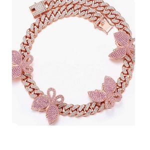 Beautiful Butterfly 18K White Gold Plated Cuban Chain Necklace